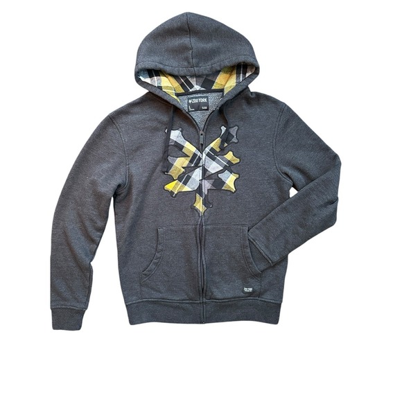 Zoo York Other - Zoo York zip up hoodie jacket grey with yellow / Grey plaid design Men's Large